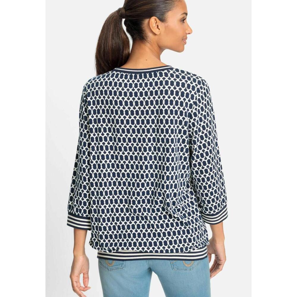 Olsen - Clara - Round Neck Relaxed Fit 3/4 Sleeve Top With Knitted Hemline - Picture 2 of 7
